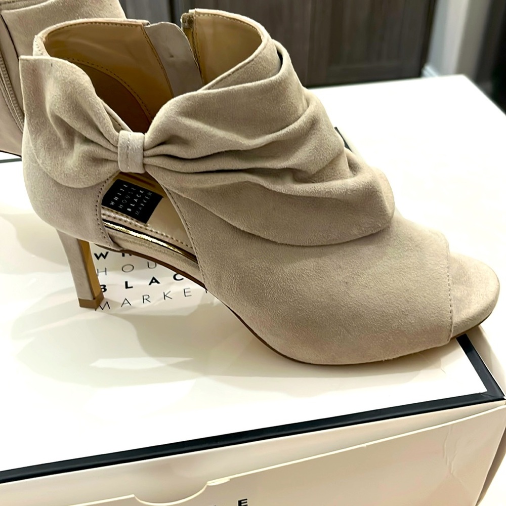 WHBM Lauryn Suede Bow Biscotti Shootie